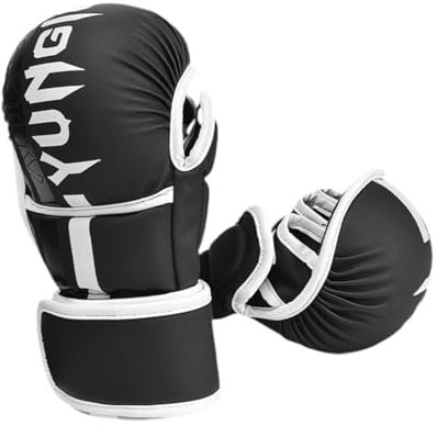 Harilla Boxhandschuhe, Kickboxhandschuhe zum Training, Handschutz, Boxsackhandschuhe, Schlagpratzen, für Karate-Kampf und Grappling, Black White L