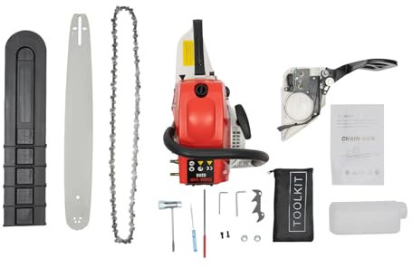 52CC Petrol Chainsaw 2.7HP Gasoline Chainsaw Set with Chains and Tool Bag,Hand Pull Start,2-Stroke Engine with 550ML Fuel Tank, for Trimming Branches or Felling Big Trees (20 inch)
