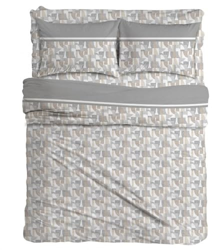 MAXIME MAISON - Completo Lenzuola Matrimoniali Cotone Stampate, Set Lenzuola Letto Matrimoniale con Federe, Lenzuolo in Cotone Anallergico, Biancheria da Letto Made in Italy (Dream Grigio)