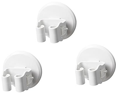 Gatuida 3pcs Mop Clamp and Broom Holder Suction Cup Wall-mounted Anti-slip Grippers White for Home Kitchen Bathroom Cleaning Tool Storage