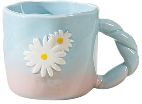 Taza de café con diseño de flores, taza de café de 400 ml, tazas de café