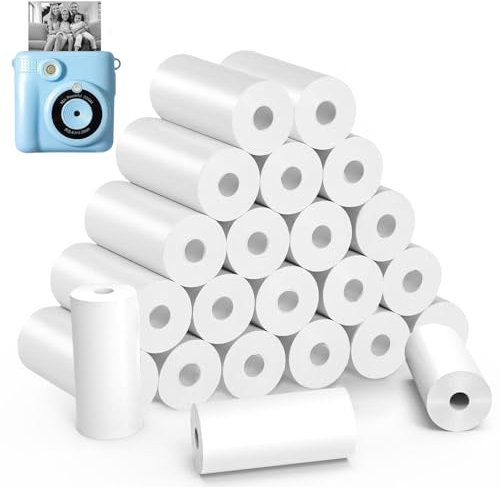 Xmart 24 rotoli Macchina Fotografica Bambini Carta Termica per Macchina Fotografica Bambini Carta per Mini Stampante Non è Richiesto Inchiostro per Piccole Fotocamere e Stampante Termica 57 x 25 mm