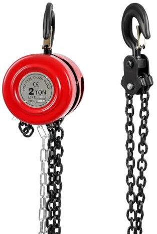 Handkettenzug,2T Kettenzug,Manueller Kettenzug,Kettenzug Handseilwinde,Hebelzug Kettenzug,Kettenzug Mit Robustem Haken,Kettenblockaufzug,FüR Heben Ziehen Bau Von GebäUden Garage (Rot)