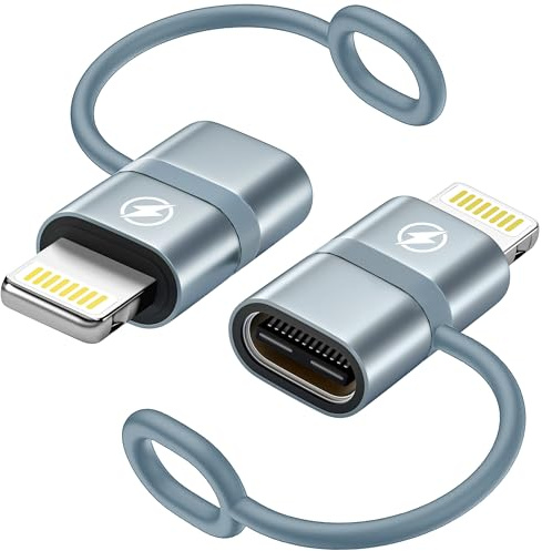 USB C to Lightning Adapter 2Pack, PD 36W Fast Charging USB C Female to Lightning Male Adapter With Rope Type C to lightning adapter for iPhone 14 13 12 11 Pro Max/Mini/iPad/AirPods,Not for/Audio/OTG