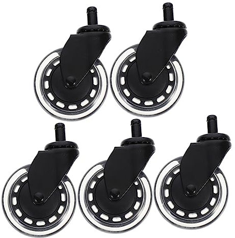 5pcs Heavy Duty Caster Wheels with Carpet Protection for Desk Computer Chair Black Iron