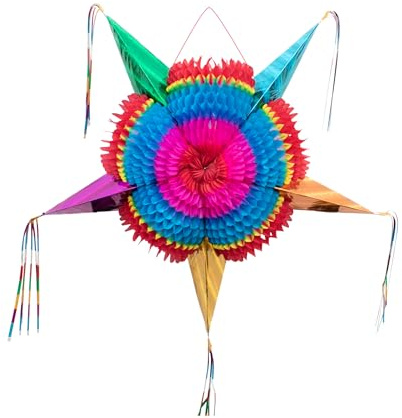Mexican Piñata (Medium 26 inches) - Authentic Handmade Foldable Pinata for Birthday Party - Piñatas para Cumpleaños - Fiesta Piniata - Mexican Star Pinata - Cinco de Mayo Pinatas