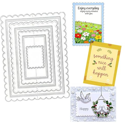 7Pcs Set Rectangle Frame Metal Die Cuts, Christmas Dies for Card Making,Cutting Dies for Card Making,DIY Scrapbooking Album Decorative Embossing Paper Card Making
