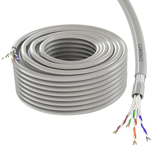 Lumonic LAN Cable de red 50m | LAN Cable CAT6 S/FTP | Cable de conexión 4x 2x AWG26/7 (varado) | 250MHz 10 Gbit/s Ethernet