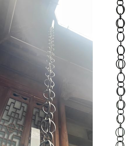 Regnkedja Med Svart Ring Utvändig Ring För Stuprör, Regnfångarkedja I Aluminium För Ersättning För Stuprör, Dekorativa Regnklockor För Regnvattenavledare,4m (13ft)