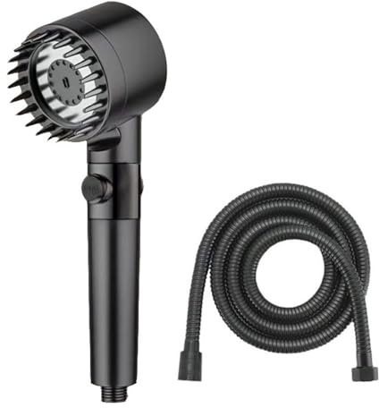 Cabezal de ducha portátil con ajuste de tres velocidades, filtro de ducha negro para cabeza, accesorios de baño esenciales para relajación y experiencia de spa