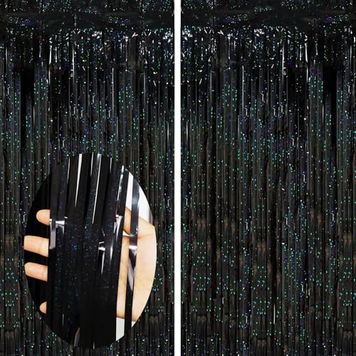 waziwe Lametta Vorhang 2.5x1m (2 Stück), Glitzervorhang Lametta Perfekt für Silvester, Karneval, Fasching, Hochzeit Deko und alle Arten von festlichen Dekorationen | Perfekt für Hochzeit Deko, Geburtstags Deko, Silvester Deko, Geschenkband ,Ballonband und Verschiedene Feierliche Anlässe