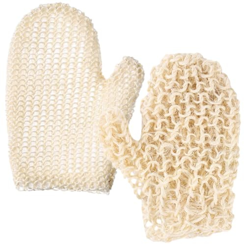 Mikinona 2 Stück Sisal Peeling Handschuhe aus Naturfaser Langlebige Badehandschuhe für Körperpeeling Hautreinigung und Massage Geeignet für Dusche und Bad