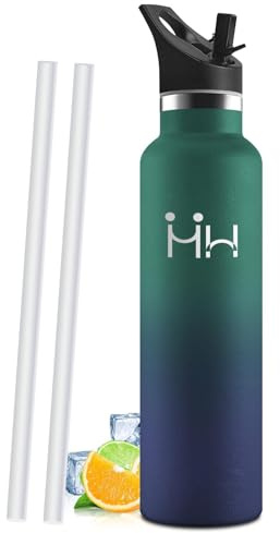 Mulbijeo Borraccia Termica 1 Litro, Senza BPA, Borraccia Termica, Sottovuoto a Doppia Parete, Bottiglia Termica, 18/8 Acciaio Inox, Borracce Termiche, con Cannuccia, Termos per Palestra, Sport, Bici