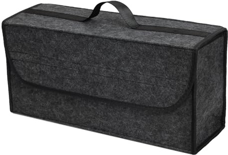 Wiogence Auto Kofferraum Organizer, 50 * 24 * 17cm Faltbar Kofferraumtasche Rutschfest Filz, Auto Organizer Toolbag mit Klettverschluss für alle Fahrzeuge (1, Dunkelgrau)