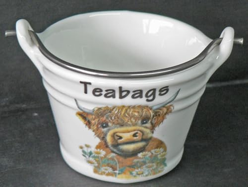 Highland Cow Teabag Tidy Bucket, (1)