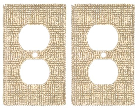 Tofficu Lot de 2 Plaques Murales Décoratives Dorées Strass Scintillants, Cache-prises Électriques Sécurisés pour Bébé, Finition Murale Élégante et Polyvalente, Protection