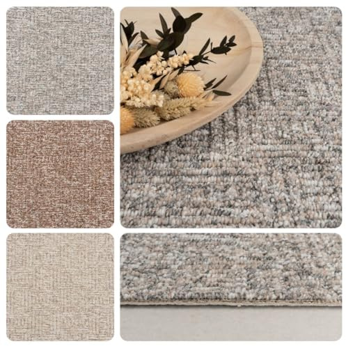 Teppichboden Meterware Auslegware Schlinge gemustert, 4m 5m breit, Variante: hell-grau, 300x400cm