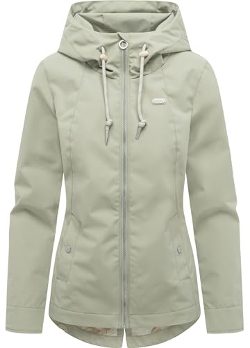 Ragwear dam vattentät lätt övergångsjacka kort jacka med huva Monadde XS-3XL, Dammig oliv, L