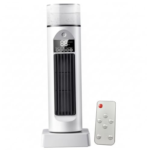 Ventilador de torre oscilante sin aspas, ventilador de aire acondicionado portátil con función de niebla Enfriador de escritorio USB Control remoto blanco