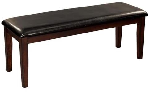 Homelegance 48 Inch Upholstered Dining Bench, Dark Brown Faux Leather Padded Seat Accent Bench with Wood Frame, Easy Assembly, for Dining Room/Kitchen/Entryway/Bedroom, Cherry