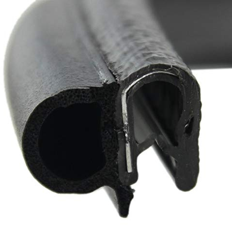 SMI-Dichtungsprofil DS8 für 1,5-3,5mm PVC mit Stahleinlage/EPDM Moosgummi selbstklemmend ohne Kleber - Kantenschutz mit Dichtung seitlich, Kantenschutzdichtprofil für Auto, Kofferraum (5 m)