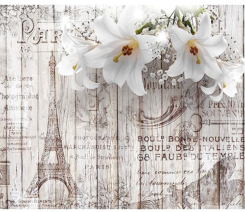 murando - Vlies Fototapete Blumen Lilien 350x256cm- Foto Tapete Schlafzimmer Wohnzimmer Vliestapete XXL Wandtapete Motivtapeten Bildtapete 3d Effekt Wand Dekoration - Holz Optik Paris b-C-0211-a-a