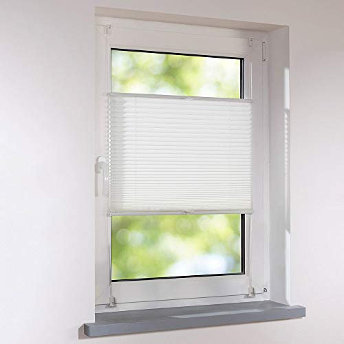 Plissee Klemmfix Faltstore UNIVERSAL Faltrollo ohne Bohren - 100 x 150 cm - altweiß