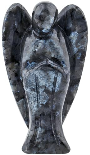Nupuyai 7cm Labradorit Edelstein Schutzengel Figur Glücksengel Deko | Handschmeichler Taschenengel für Glück&Liebe, Friedensengel, Heilender Engel Glücksbringer, Große Engel-Dekofigur