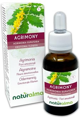 Agrimony o Agrimonia (Agrimonia eupatoria) Flores emocionales o Flores de Bach Naturalma - Gotas 30 ml - Extracto líquido sin alcohol - Esencias florales - Vegano