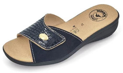 JOMIX Ciabatte Donna Estive Ortopediche per Anziani Pantofole Comode Anatomiche Riposanti da Casa con Strappo Suola Zeppa per Signora Made in Italy ITD1507 Nero 37