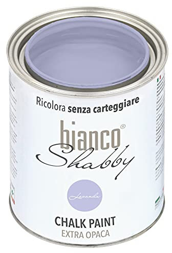 bianco Shabby® Lavanda (Lavendel) - (1 Liter) Chalk Paint Kreidefarbe auf Wasserbasis für alle Oberflächen – geruchsneutral, einfach zu verarbeiten, extra matt