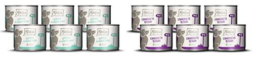 MjAMjAM - Premium Nassfutter für Hunde - schmackhafter Truthahn an leckeren Möhrchen (6 x 200 g) & Premium Nassfutter für Hunde - Gute Pute an gekochtem Reis mit gedämpfter Zucchini (6 x 200 g)