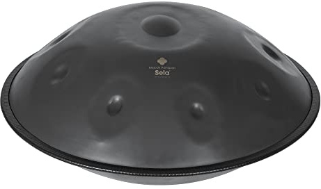 Sela Melody Handpan Dunkelgrau-C# Kurd Stimmung-rostfrei&korrosionsbeständig-klangvolles Percussion-Instrument-Steel Hand-Pan 57 cm groß-ohne Störgeräusche-mit gepolsteter Tasche, Schwarz matt, SE 308