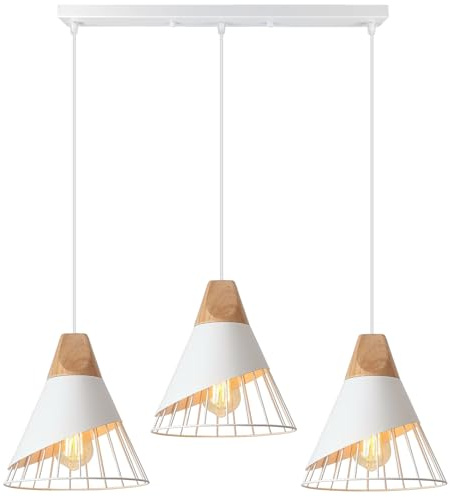 TOKIUS Lampada a sospensione Moderno Industriale Lampadas da soffitto E27 Legno e Metallo Lampadari e Plafoniere Interni Ø25cm Per Cucina Camera da letto