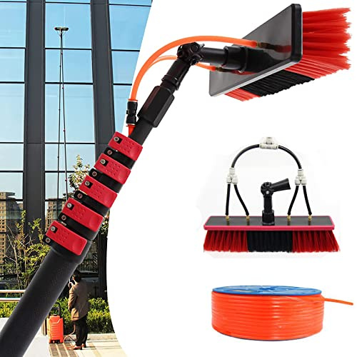 Water Fed Telescopic Brush 3.6-10.8M, Window Cleaning Pole, Solar Panel Cleaning Equipment, Extendable Cleaner Conservatory Roof (10.8M)