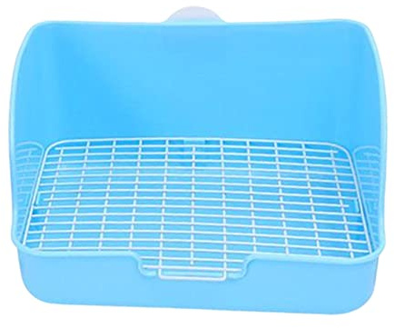Baoblaze Mittelgroße Kaninchentoilette mit Gitter Pet Pan Töpfchen Toilettentrainer für Frettchen Chinchilla Kleintiere Hamsterkäfig Zubehör, Blau