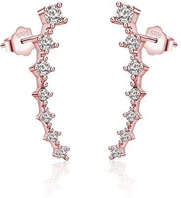 Dankadi Orecchini con 7 stelle in argento Sterling 925, orecchini a forma di stella con orecchie rampicanti in AAA zircone cubico lucido e cristallo sottile regalo per donna