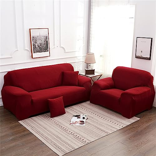 Hearda Funda Sofa 1/2/3/4 Plazas, Asjustable Fundas Sofás Elasticas Antideslizante Cubre Sofá con Reposabrazos Universal para Salón Mascota (3 Plazas,Burdeos)