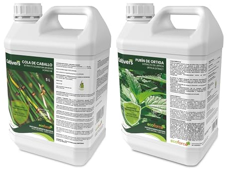 CULTIVERS Pack Cola de Caballo y Purín de Ortiga para plantas 5 L. Súper concentrado. Protección para tus plantas.