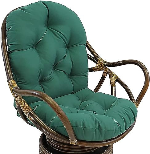 Rattani Auflage/Polster für Schaukelstuhl, Schaukelkissen Ersatz Outdoor/Indoor, Weich Verdickt Waschbar Sitzkissen Fester Twill Drehstuhl Schaukelstuhl Kissen rutsc (Dark Green)