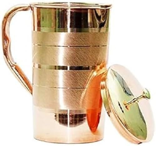 BishtHub Brocca in rame argentato a prova di perdite, utensili da cucina, articolo in rame, 2000 ml, confezione da 1