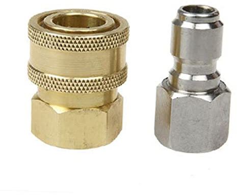 Kisangel Satz Hochdruckanschluss Stecker für Wasserleitungen Schnellkupplung Gelenkstecker solider Koppler braune Papiertüten männliche Schnellstecker 3/8 Stecker AUTOWÄSCHE Messing