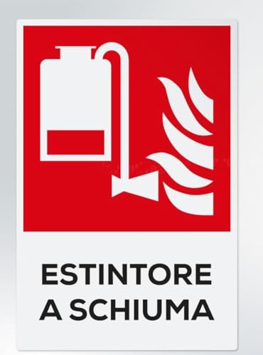 GLOBAL CARTELLO SEGNALETICO - Estintore a schiuma antincendio - Segnale Adesivo Extra Resistente, Pannello in Forex, Pannello In Alluminio (Pannello In Plastica, 30x42 cm)