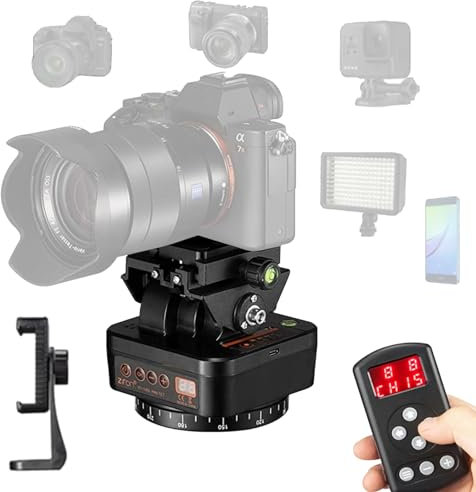 ZIFON YT-1000 - Gimbal elettrico senza fili con telecomando, funzione girevole/inclinazione, 1000 g, carico gimbal a 360°, rotazione 2,4 G, telecomando per fotocamere smartphone.