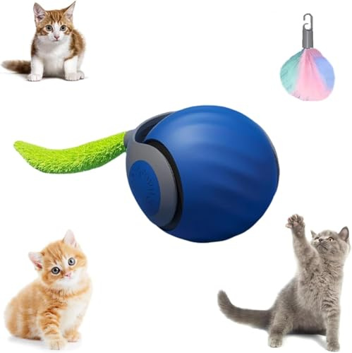 HiCWX Speedy Tail 2.0, Speedy Tail Katzenspielzeug, interaktives Katzenspielzeug, intelligenter interaktiver Katzenspielzeugball, zwei Geschwindigkeitseinstellungen, automatisch beweglicher