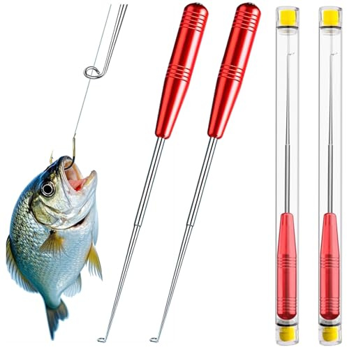 Orrdiffi 2 Pièces Dégorgeoir de Pêche avec Tube de Rangement Dégorgeoir en Acier Inoxydable 17 cm Portable pour la Pêche Adapté aux Hameçons Petits et Grands