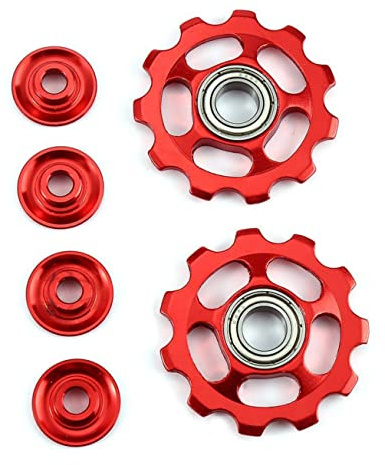 Happyyami Aluminium Schaltwerksrolle 11 Zähne 2 Stück Für Mountainbike Schaltwerk Kompatibel Mit 11 Und 13-Zahn Schaltwerken Einfache Montage Rot