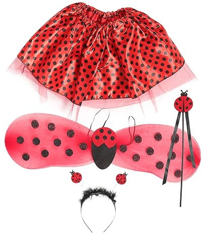 DEARMAMY 1satz Ladybug Kostüm Haarreif Tutu Rock Und Flügel Für Mädchen Für Fasching Und Mottopartys Attraktives Design Hautfreundlichem Material