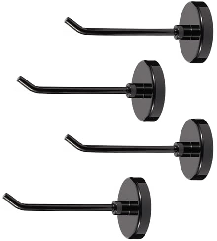 Bonsture 4pcs Magnetic Hooks, 5.0lb 3.15 Inch Long Heavy Duty Magnet Hooks, Strong Magnetic Cruise Hooks Wall Hook Magnetic Hangers for Cabins Garage Grill Kitchen Refrigerator Computer(Black, 5.0lb)