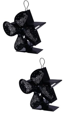MAGICLULU 2pcs Heat Powered Stove Fan for Wood Stove Silent Warm Air Fan Christmas Fireplace Black